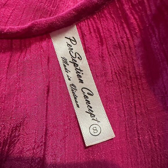 Per Seption Concept Pink Bell Sleeve Womens Top Small 3/4 Sleeve Tie Boho Y2K - Picture 5 of 8
